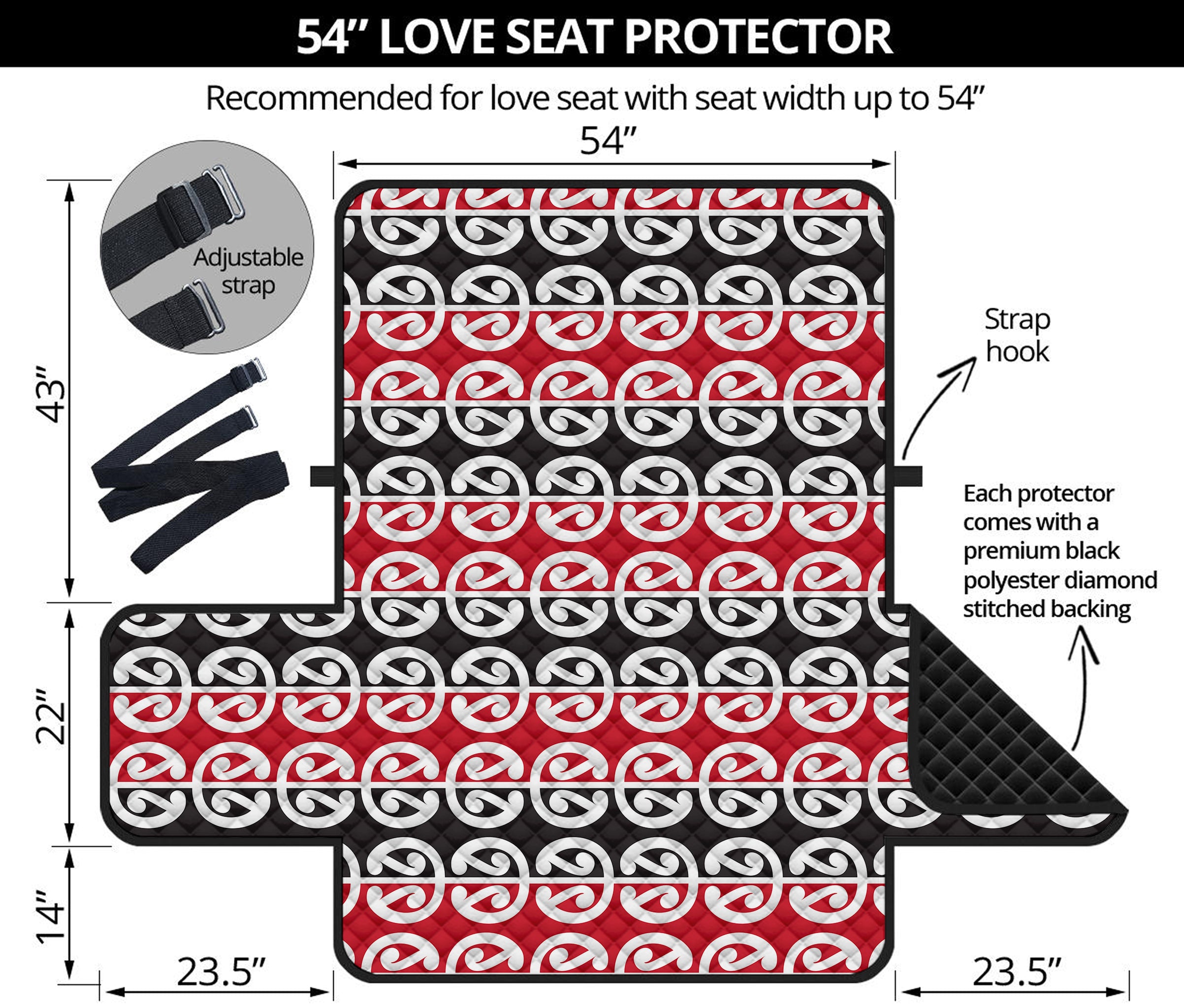 Maori Kowhaiwhai Pattern Print Loveseat Protector