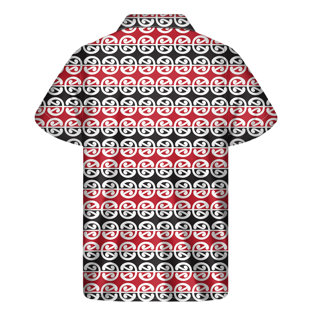 Maori Kowhaiwhai Pattern Print Men's Short Sleeve Shirt