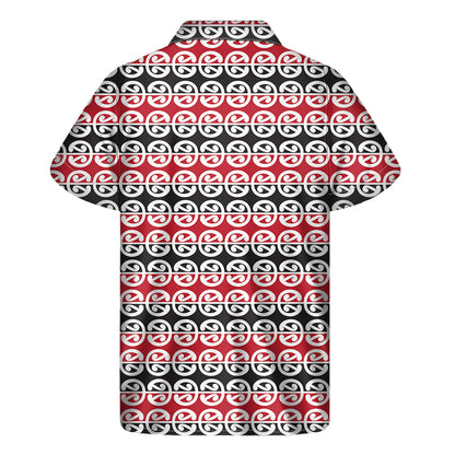 Maori Kowhaiwhai Pattern Print Men's Short Sleeve Shirt