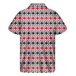 Maori Kowhaiwhai Pattern Print Men's Short Sleeve Shirt