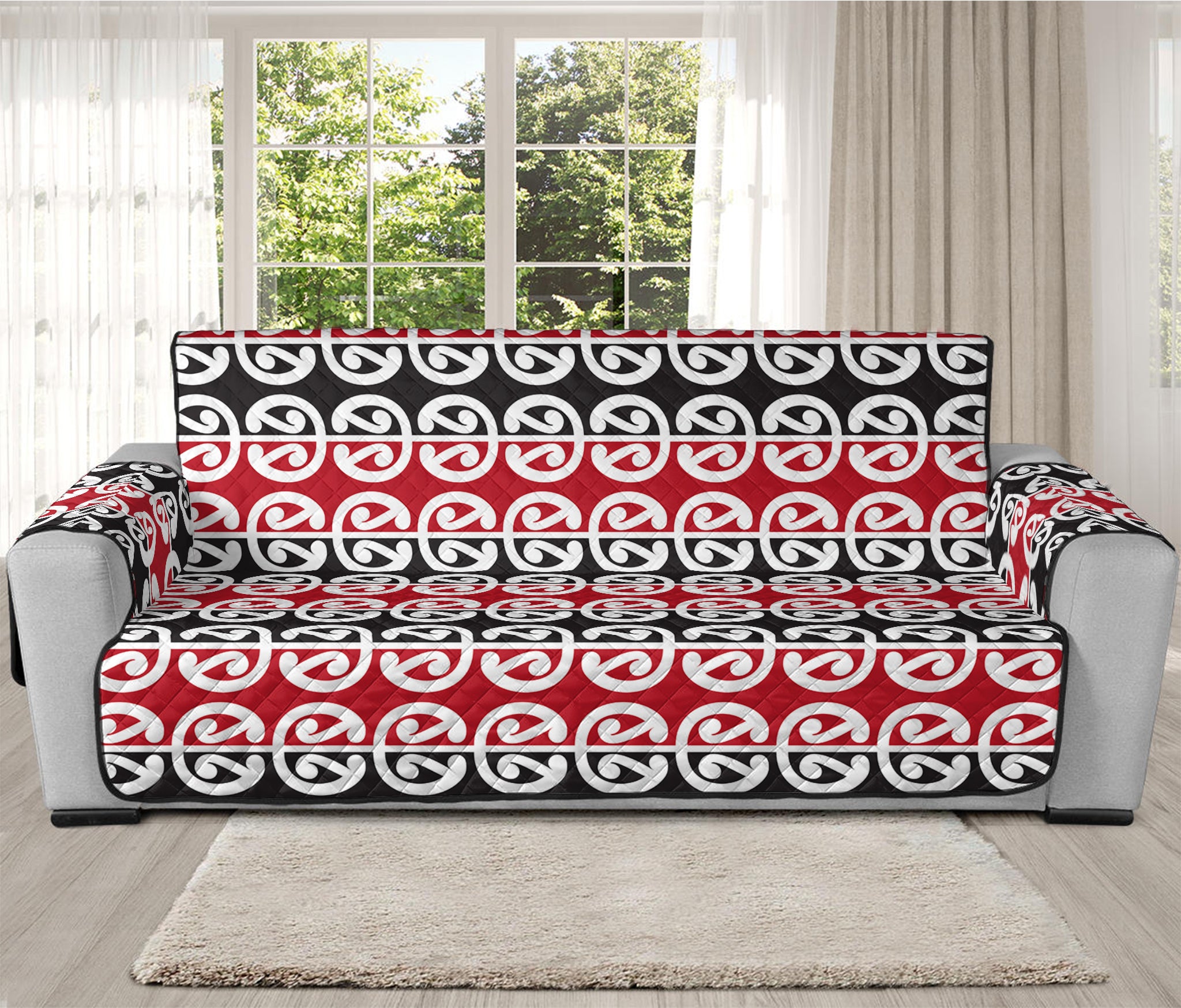 Maori Kowhaiwhai Pattern Print Oversized Sofa Protector