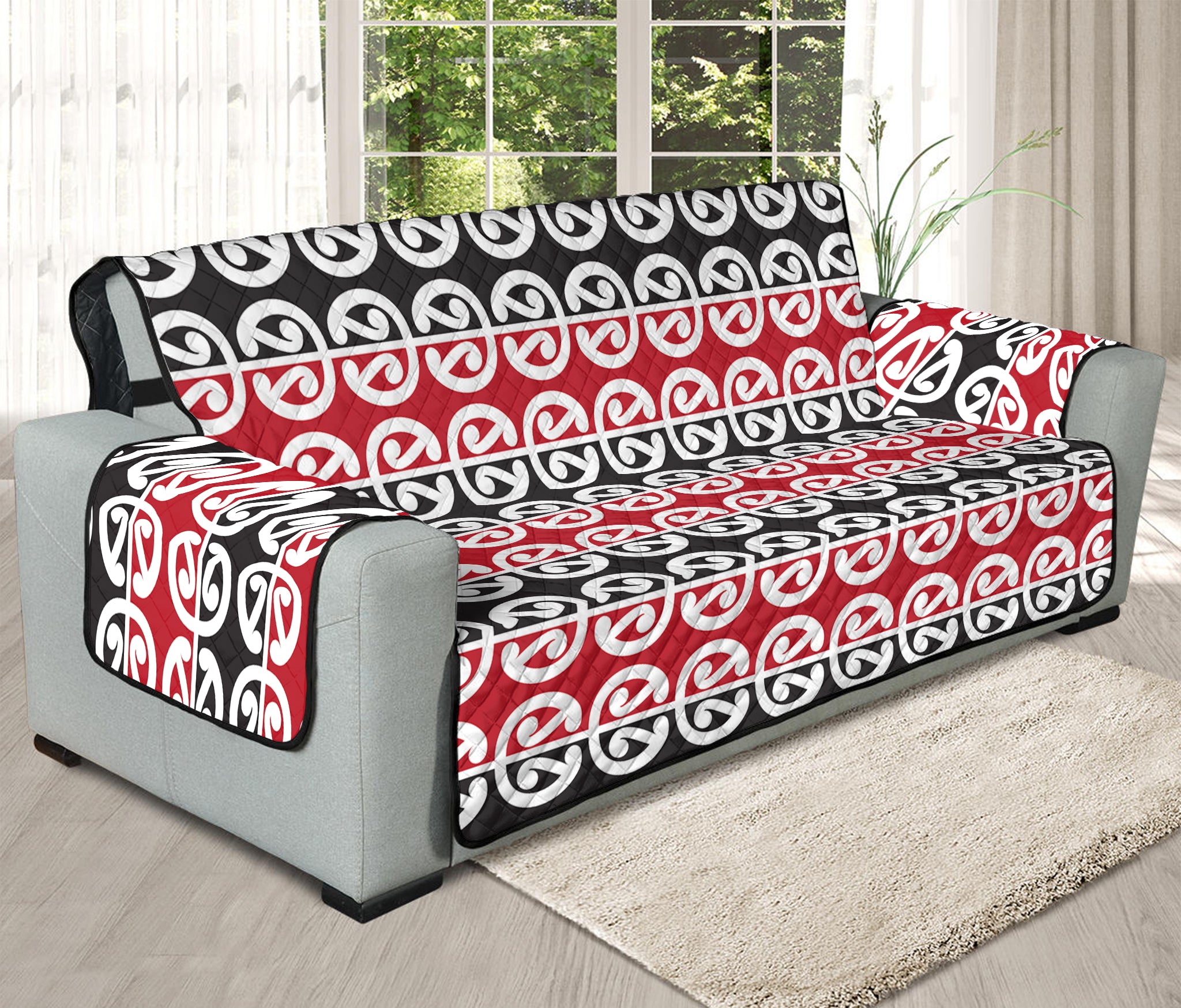 Maori Kowhaiwhai Pattern Print Oversized Sofa Protector