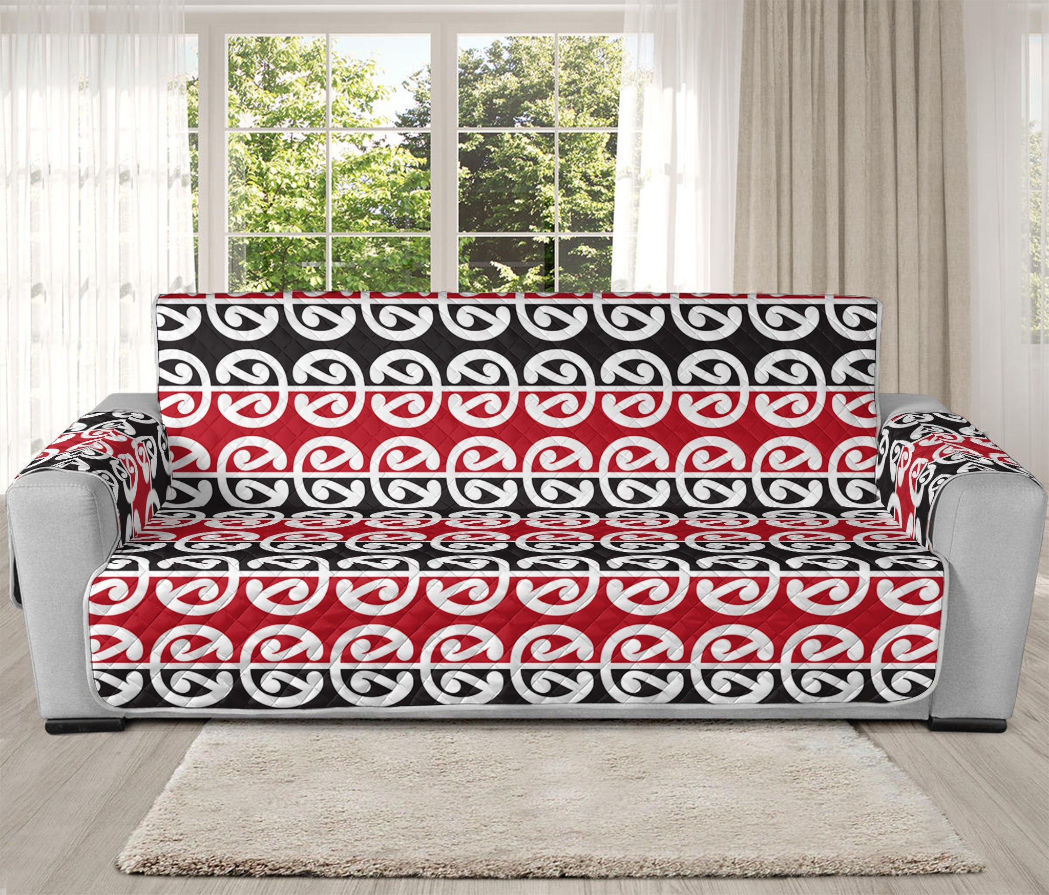 Maori Kowhaiwhai Pattern Print Oversized Sofa Protector