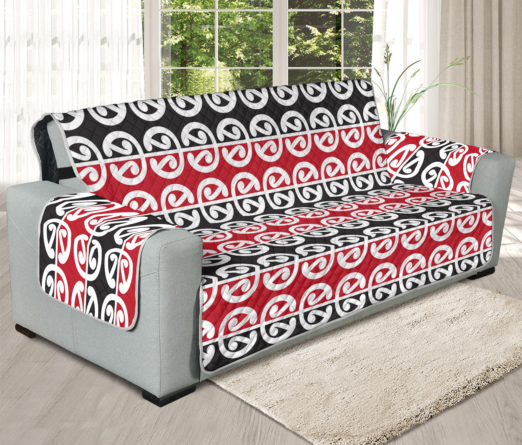 Maori Kowhaiwhai Pattern Print Oversized Sofa Protector