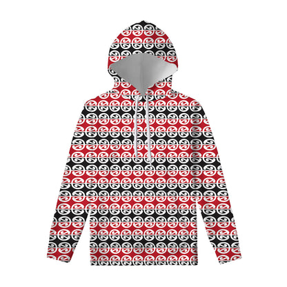 Maori Kowhaiwhai Pattern Print Pullover Hoodie