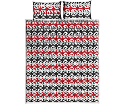 Maori Kowhaiwhai Pattern Print Quilt Bed Set
