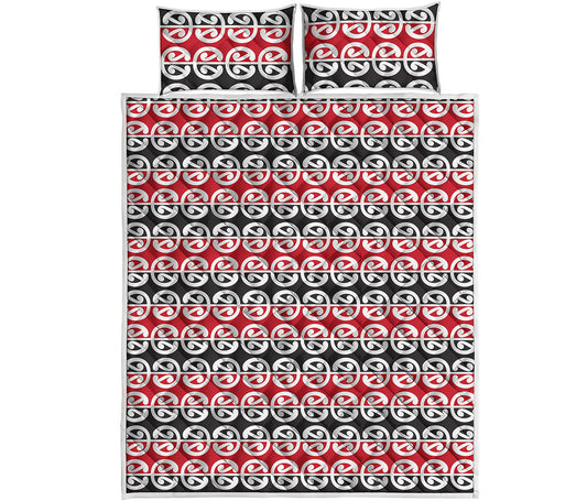 Maori Kowhaiwhai Pattern Print Quilt Bed Set
