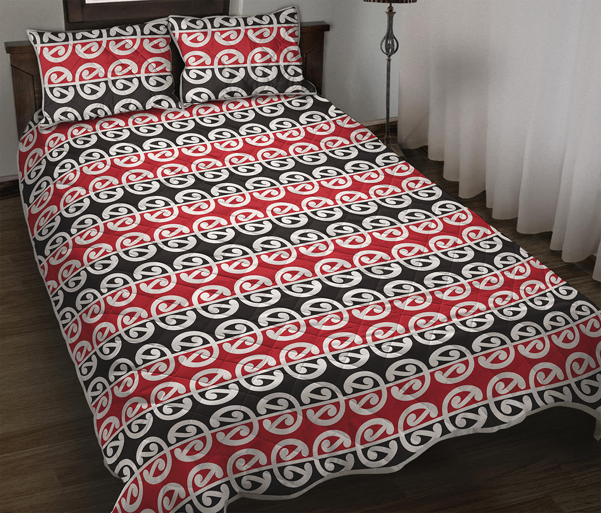 Maori Kowhaiwhai Pattern Print Quilt Bed Set