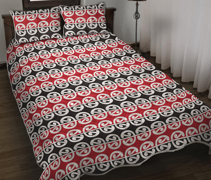 Maori Kowhaiwhai Pattern Print Quilt Bed Set