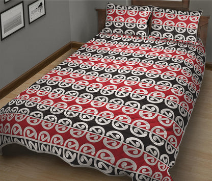 Maori Kowhaiwhai Pattern Print Quilt Bed Set