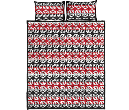 Maori Kowhaiwhai Pattern Print Quilt Bed Set