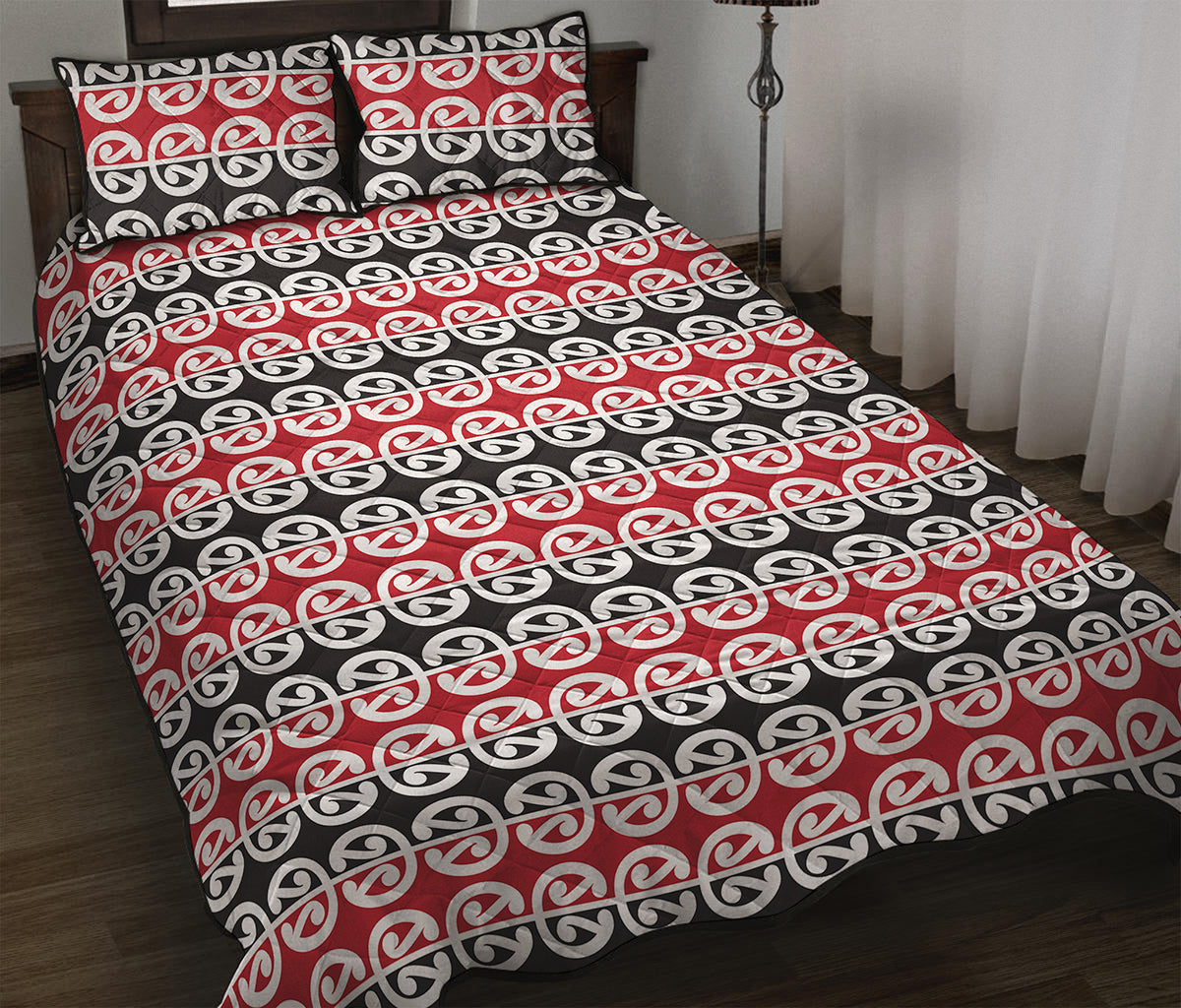 Maori Kowhaiwhai Pattern Print Quilt Bed Set