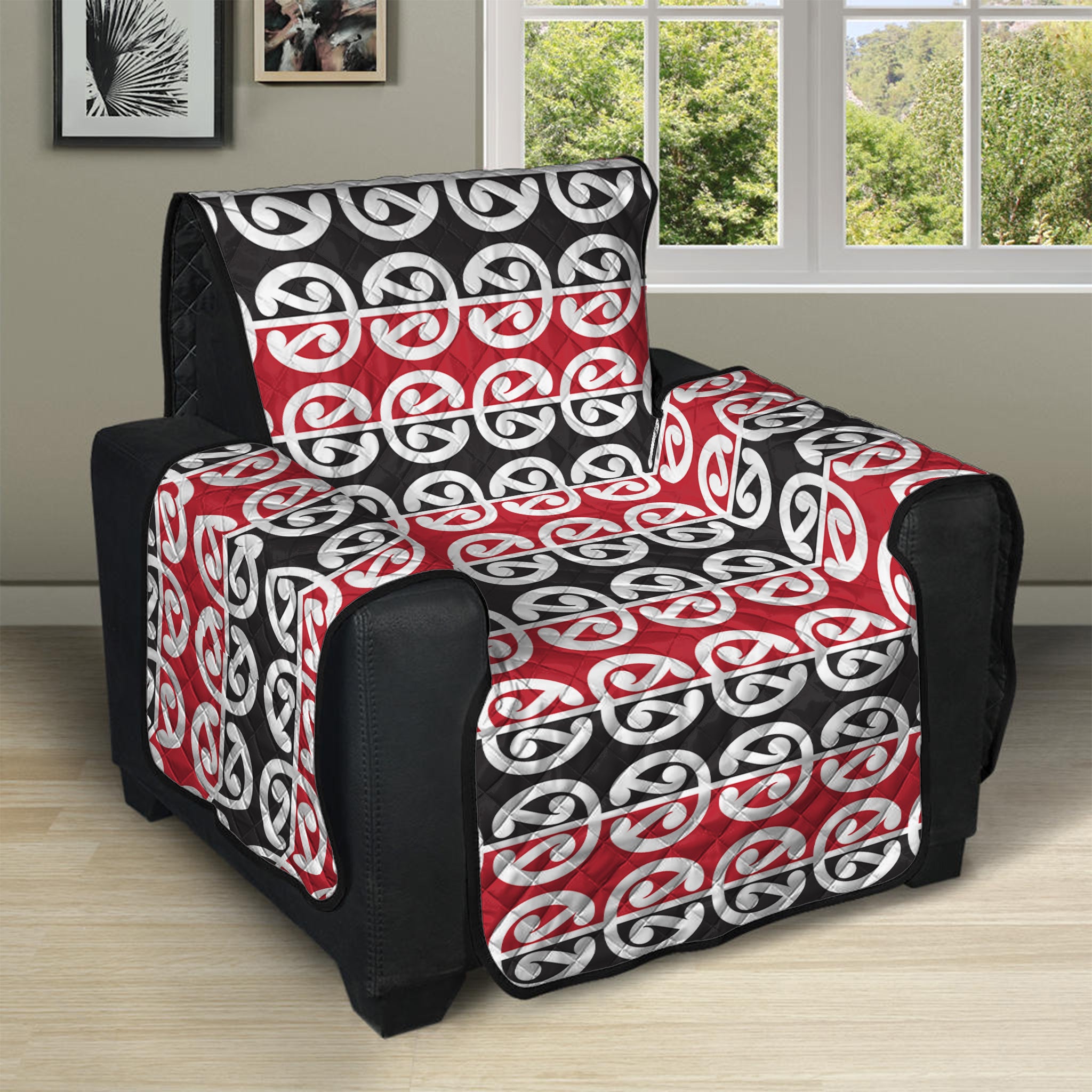 Maori Kowhaiwhai Pattern Print Recliner Protector