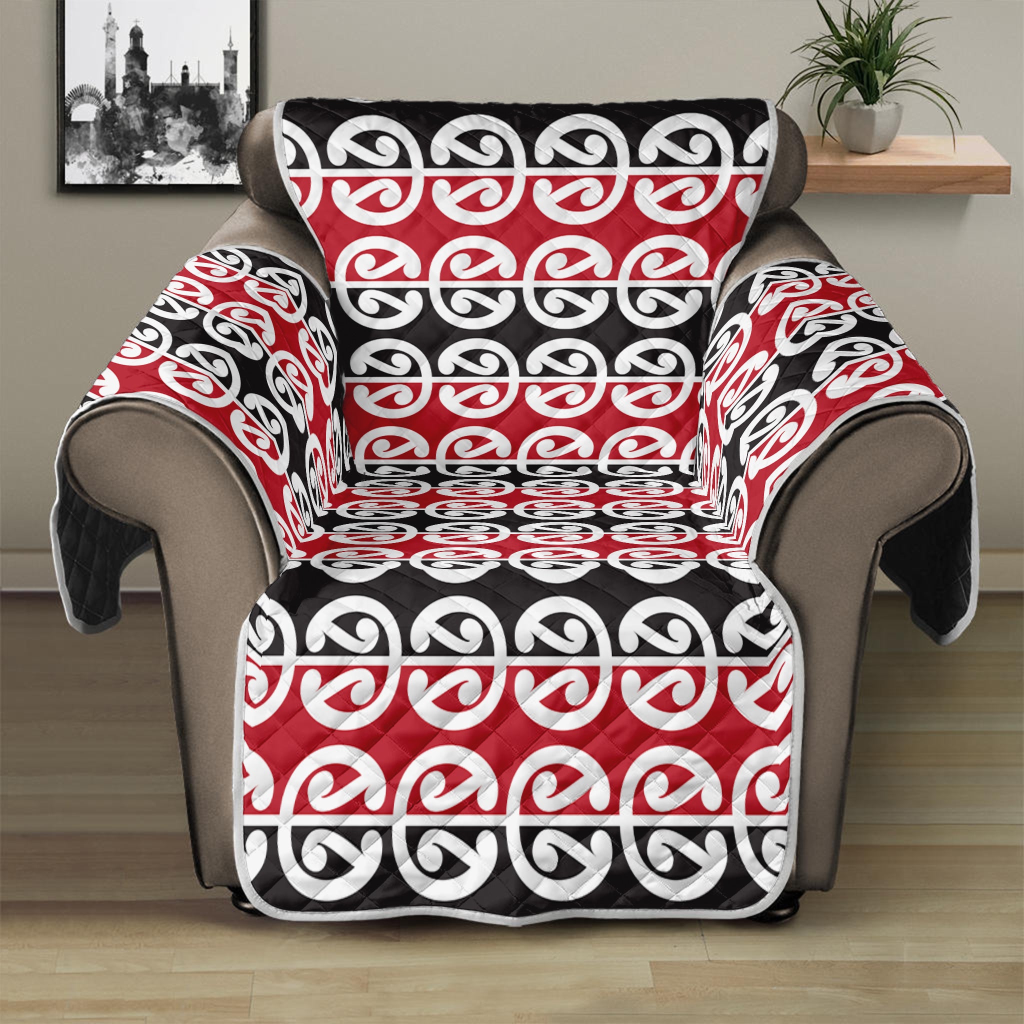 Maori Kowhaiwhai Pattern Print Recliner Protector