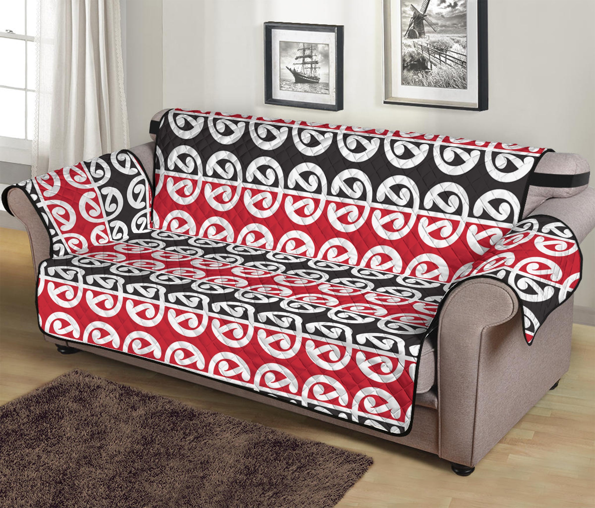 Maori Kowhaiwhai Pattern Print Sofa Protector