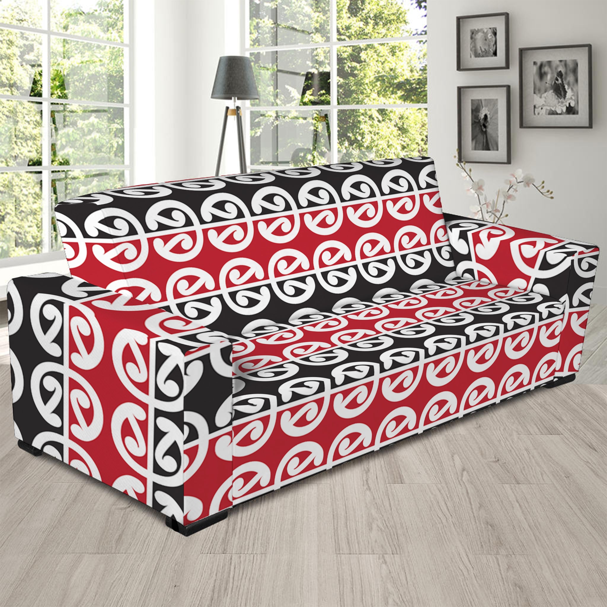 Maori Kowhaiwhai Pattern Print Sofa Slipcover