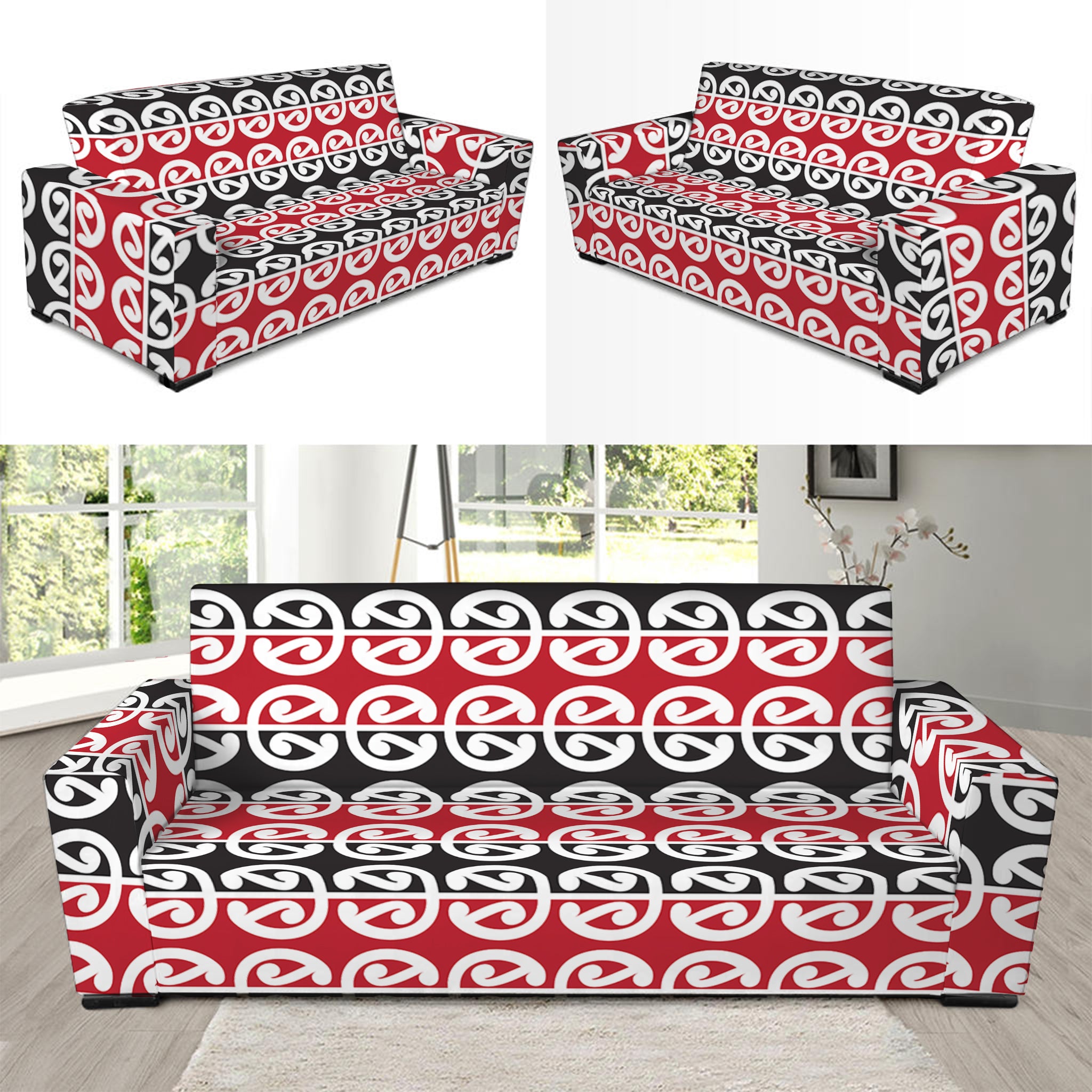 Maori Kowhaiwhai Pattern Print Sofa Slipcover