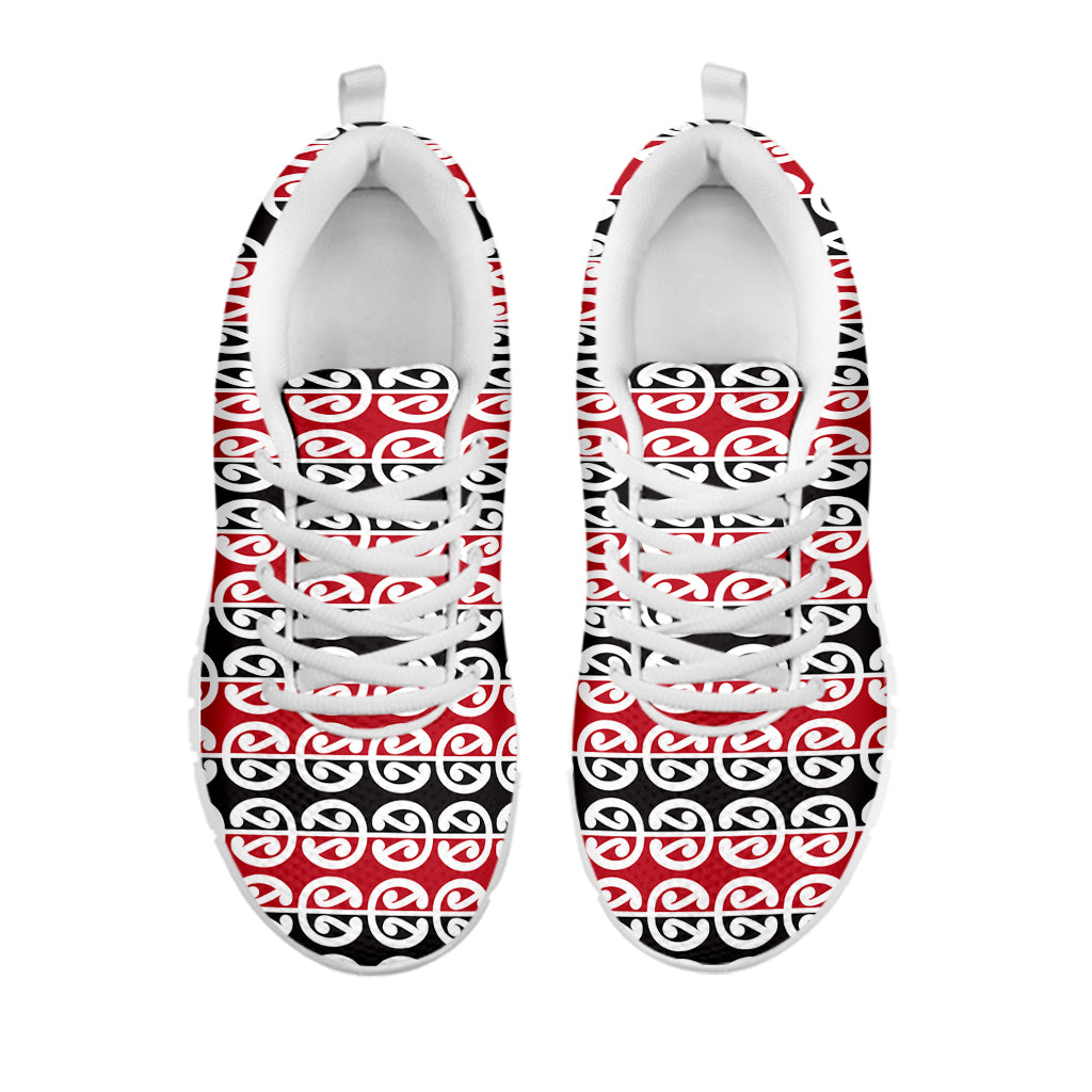 Maori Kowhaiwhai Pattern Print White Sneakers