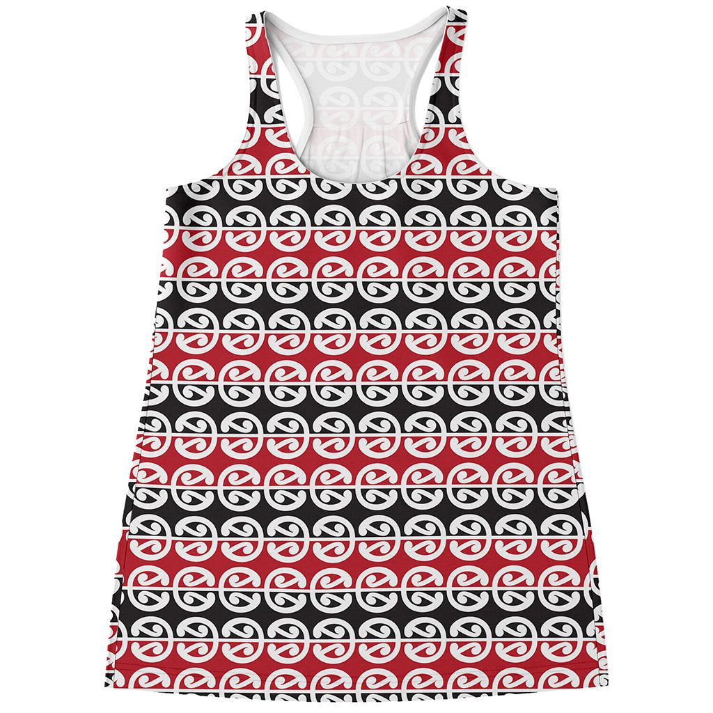Maori Kowhaiwhai Pattern Print Women's Racerback Tank Top