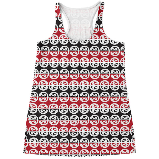 Maori Kowhaiwhai Pattern Print Women's Racerback Tank Top