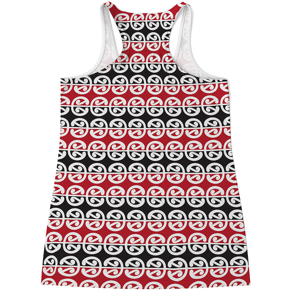 Maori Kowhaiwhai Pattern Print Women's Racerback Tank Top