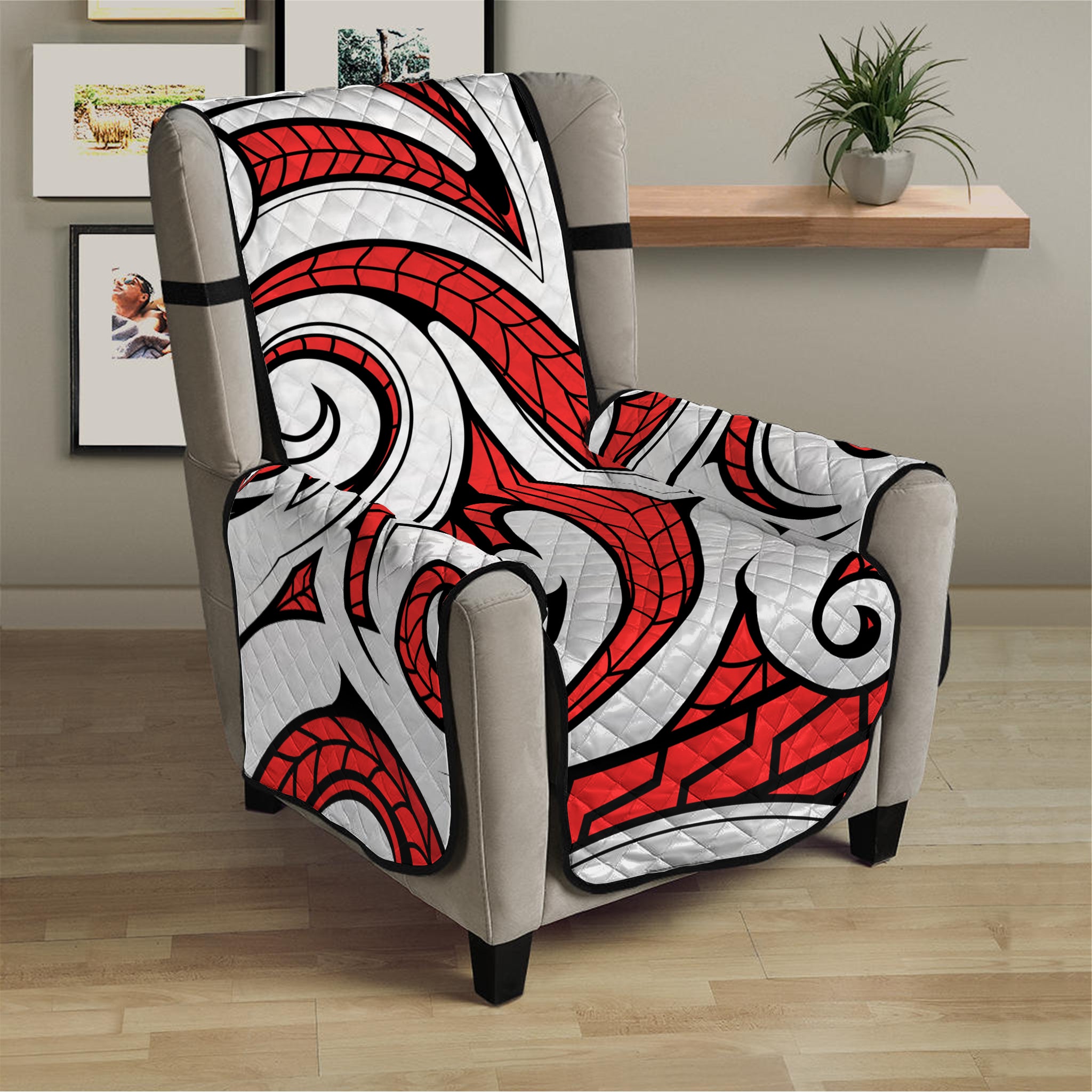 Maori Kowhaiwhai Tribal Polynesian Print Armchair Protector