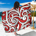 Maori Kowhaiwhai Tribal Polynesian Print Beach Sarong Wrap