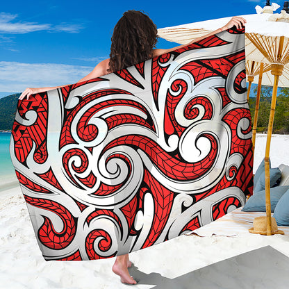 Maori Kowhaiwhai Tribal Polynesian Print Beach Sarong Wrap