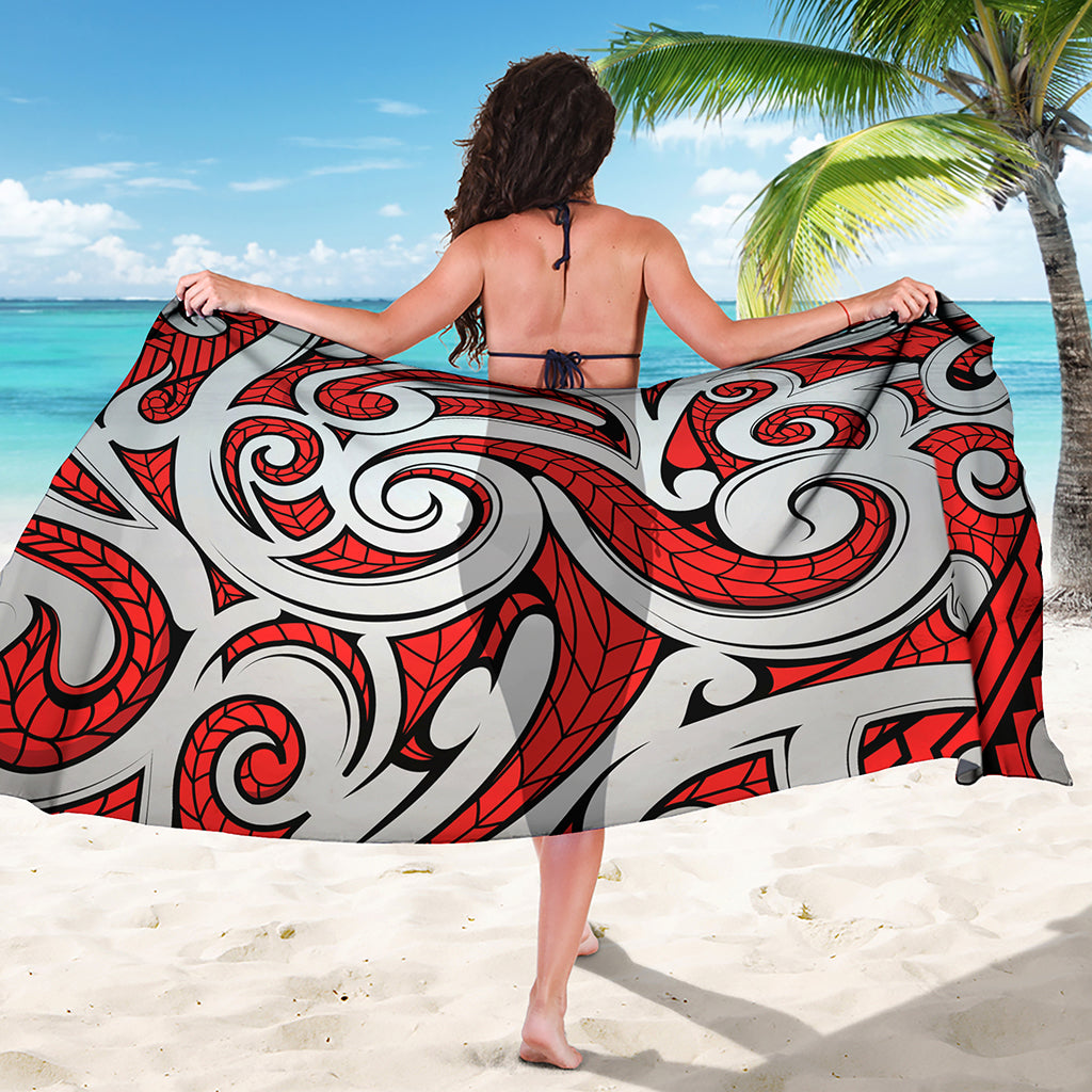 Maori Kowhaiwhai Tribal Polynesian Print Beach Sarong Wrap