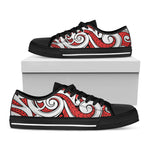 Maori Kowhaiwhai Tribal Polynesian Print Black Low Top Shoes