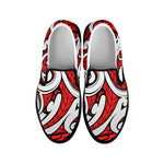 Maori Kowhaiwhai Tribal Polynesian Print Black Slip On Shoes