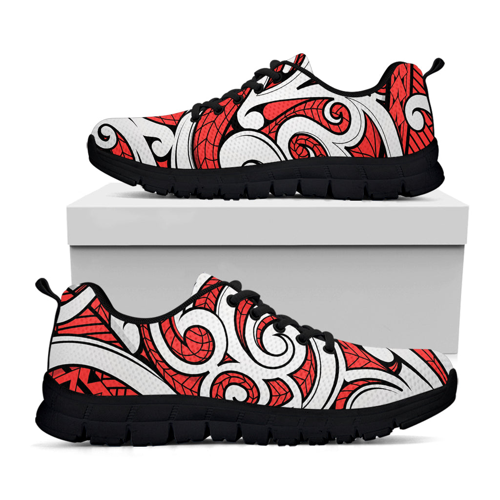 Maori Kowhaiwhai Tribal Polynesian Print Black Sneakers