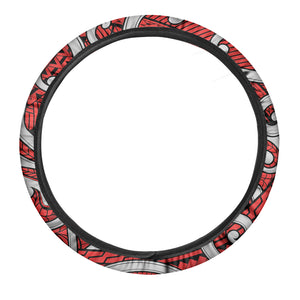 Maori Kowhaiwhai Tribal Polynesian Print Car Steering Wheel Cover