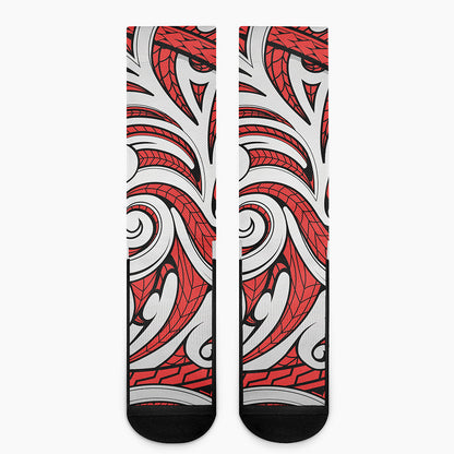 Maori Kowhaiwhai Tribal Polynesian Print Crew Socks