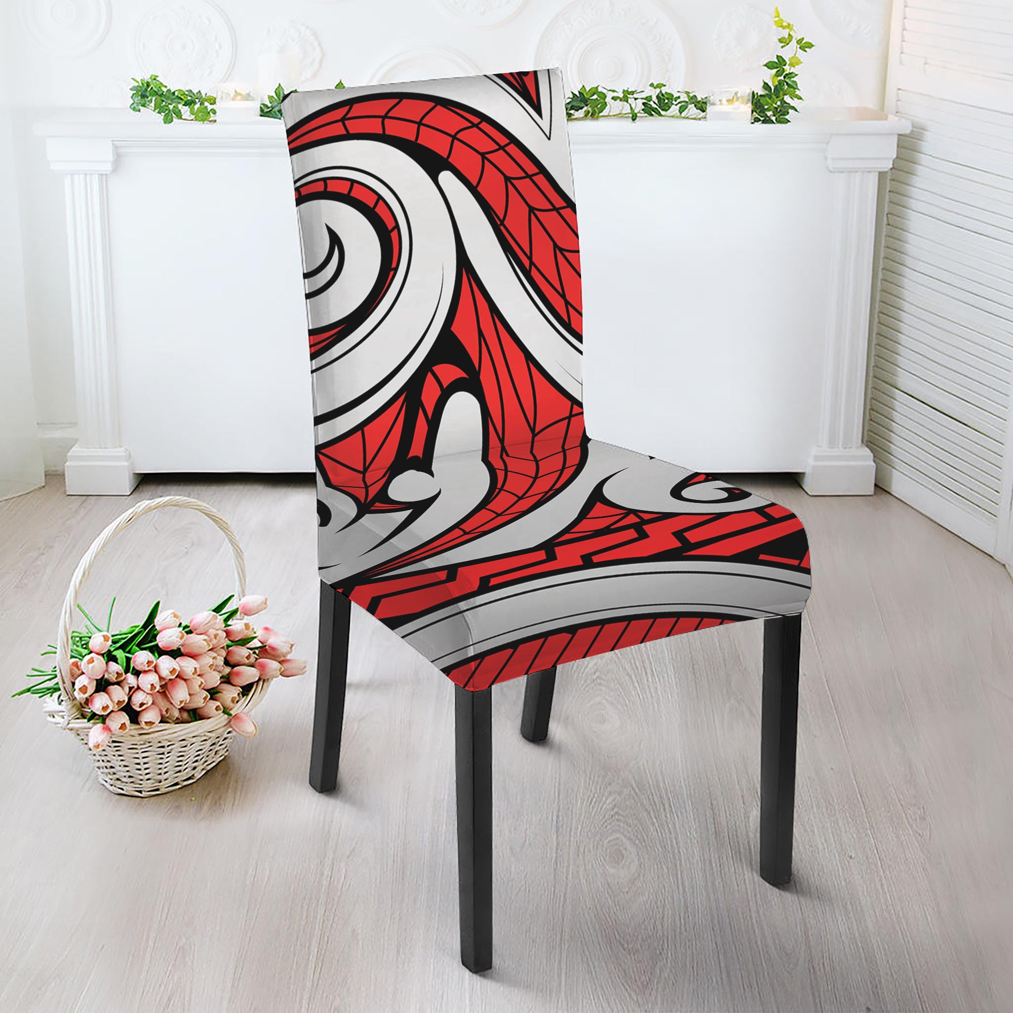 Maori Kowhaiwhai Tribal Polynesian Print Dining Chair Slipcover