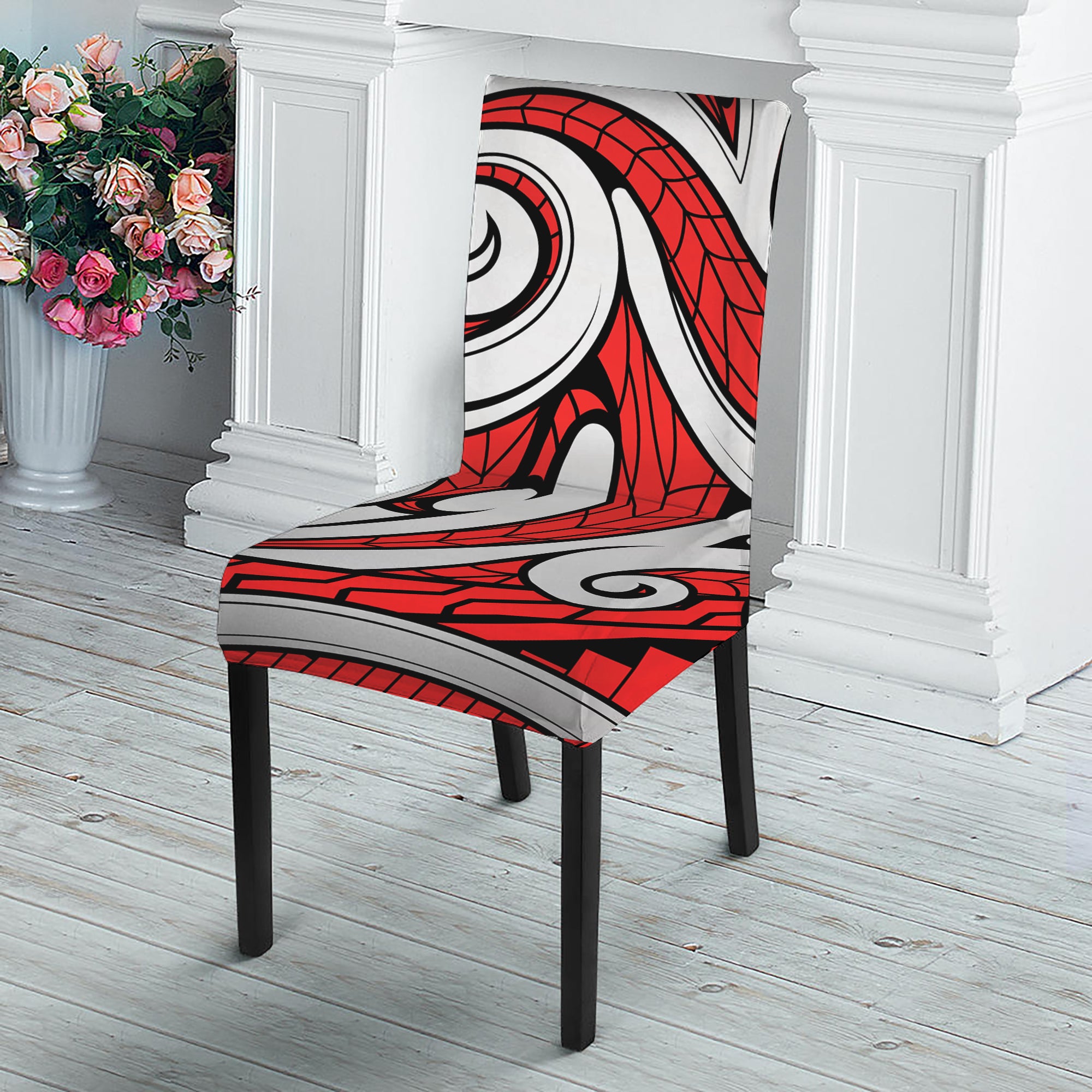 Maori Kowhaiwhai Tribal Polynesian Print Dining Chair Slipcover