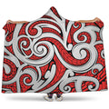 Maori Kowhaiwhai Tribal Polynesian Print Hooded Blanket