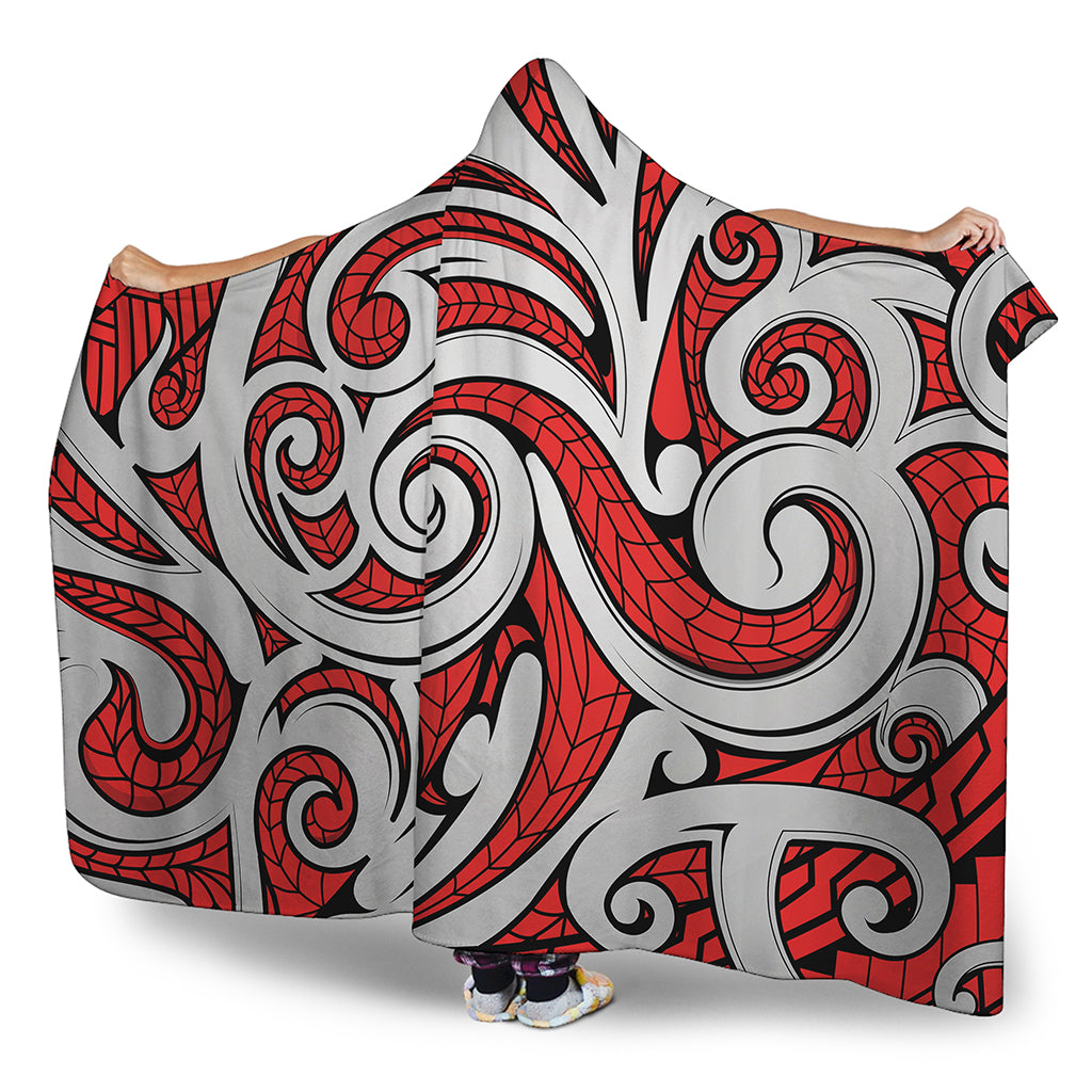 Maori Kowhaiwhai Tribal Polynesian Print Hooded Blanket