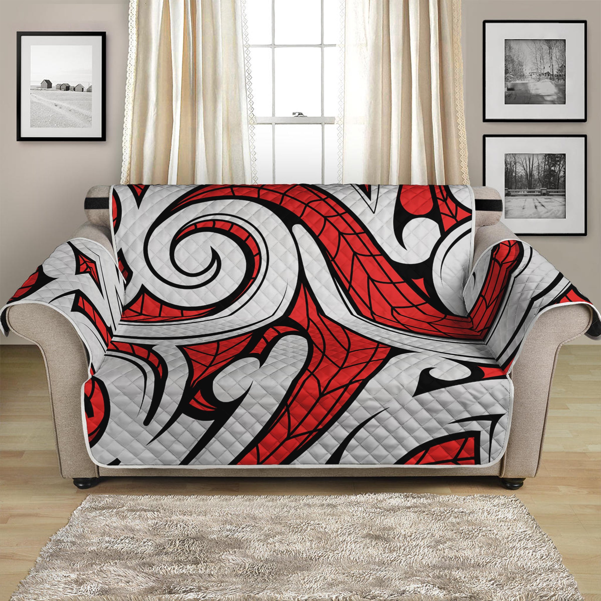 Maori Kowhaiwhai Tribal Polynesian Print Loveseat Protector