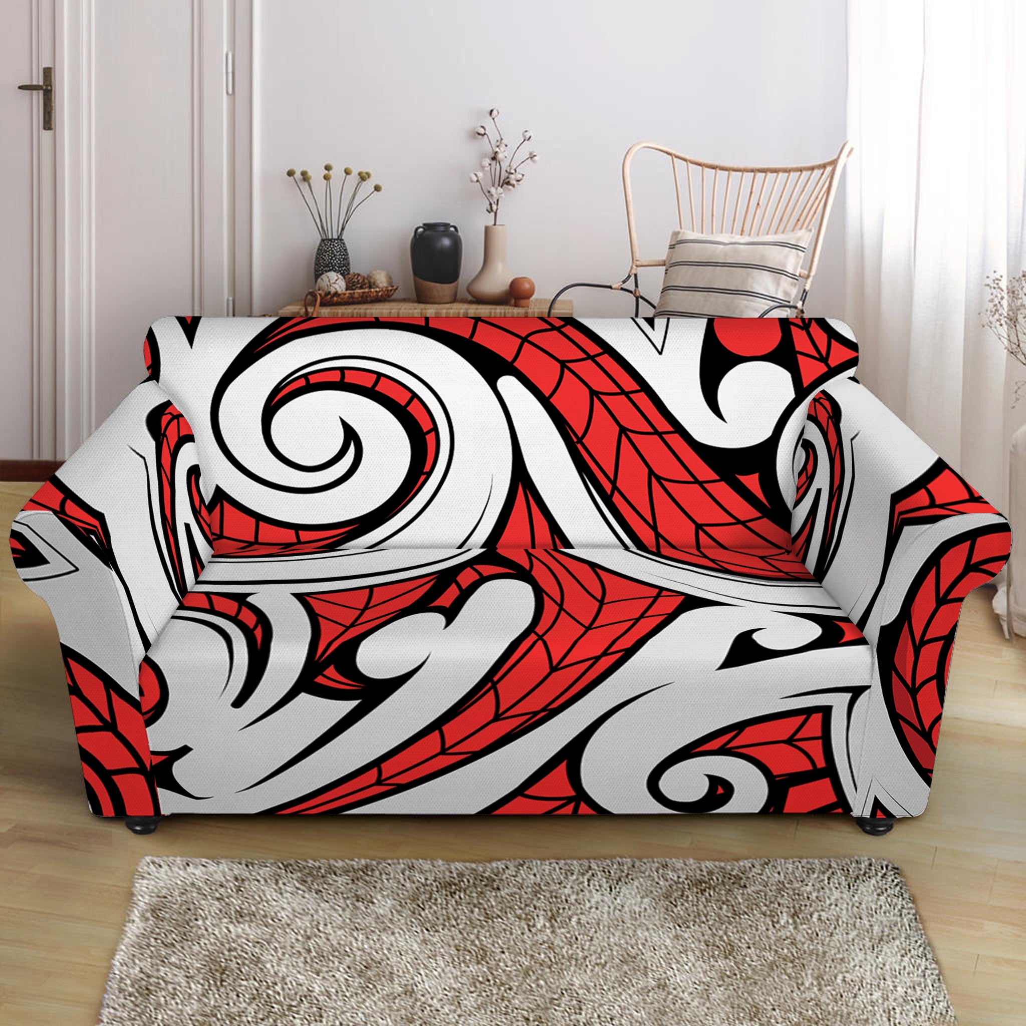 Maori Kowhaiwhai Tribal Polynesian Print Loveseat Slipcover