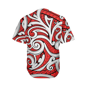 Maori Kowhaiwhai Tribal Polynesian Print Men's Baseball Jersey