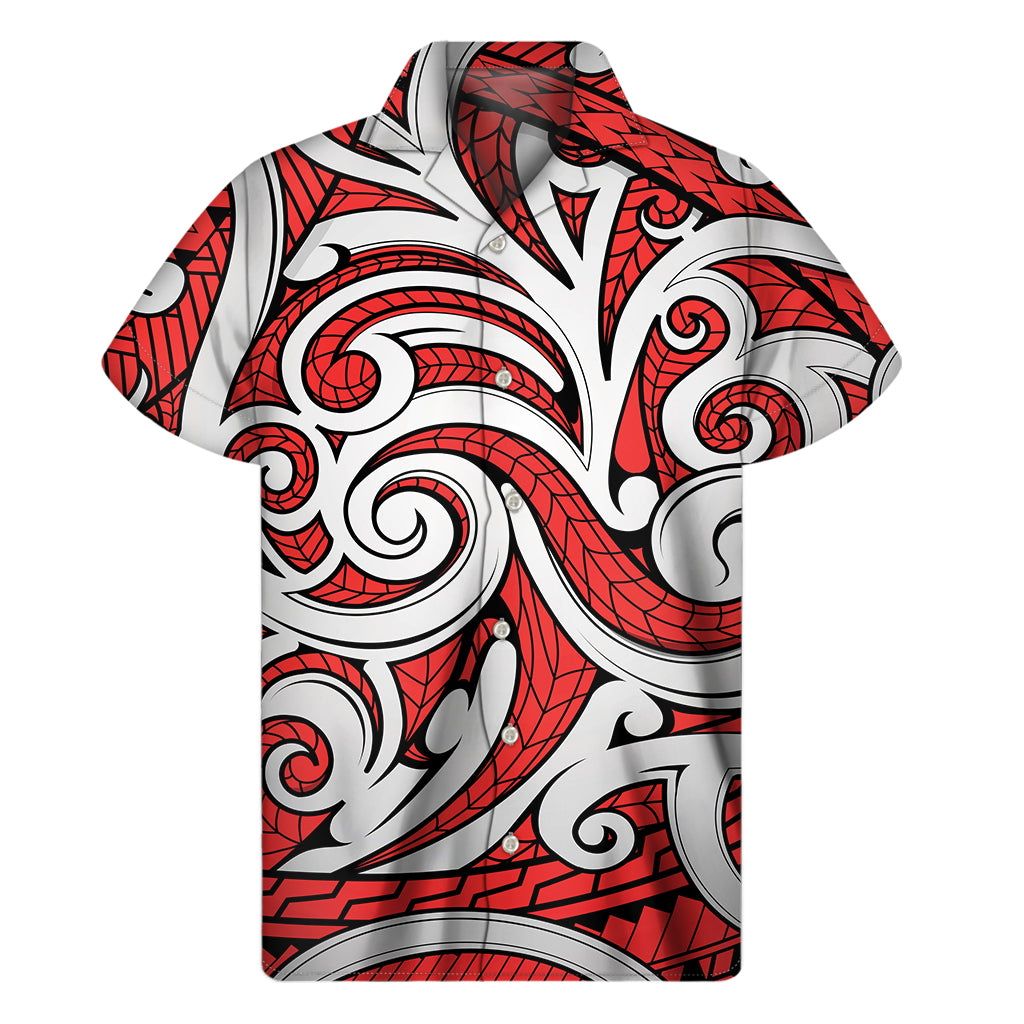 Maori Kowhaiwhai Tribal Polynesian Print Men's Short Sleeve Shirt