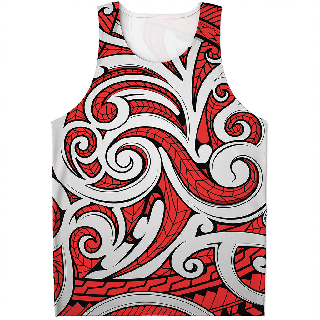 Maori Kowhaiwhai Tribal Polynesian Print Men's Tank Top