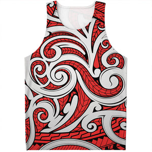 Maori Kowhaiwhai Tribal Polynesian Print Men's Tank Top