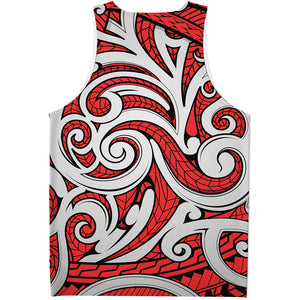 Maori Kowhaiwhai Tribal Polynesian Print Men's Tank Top