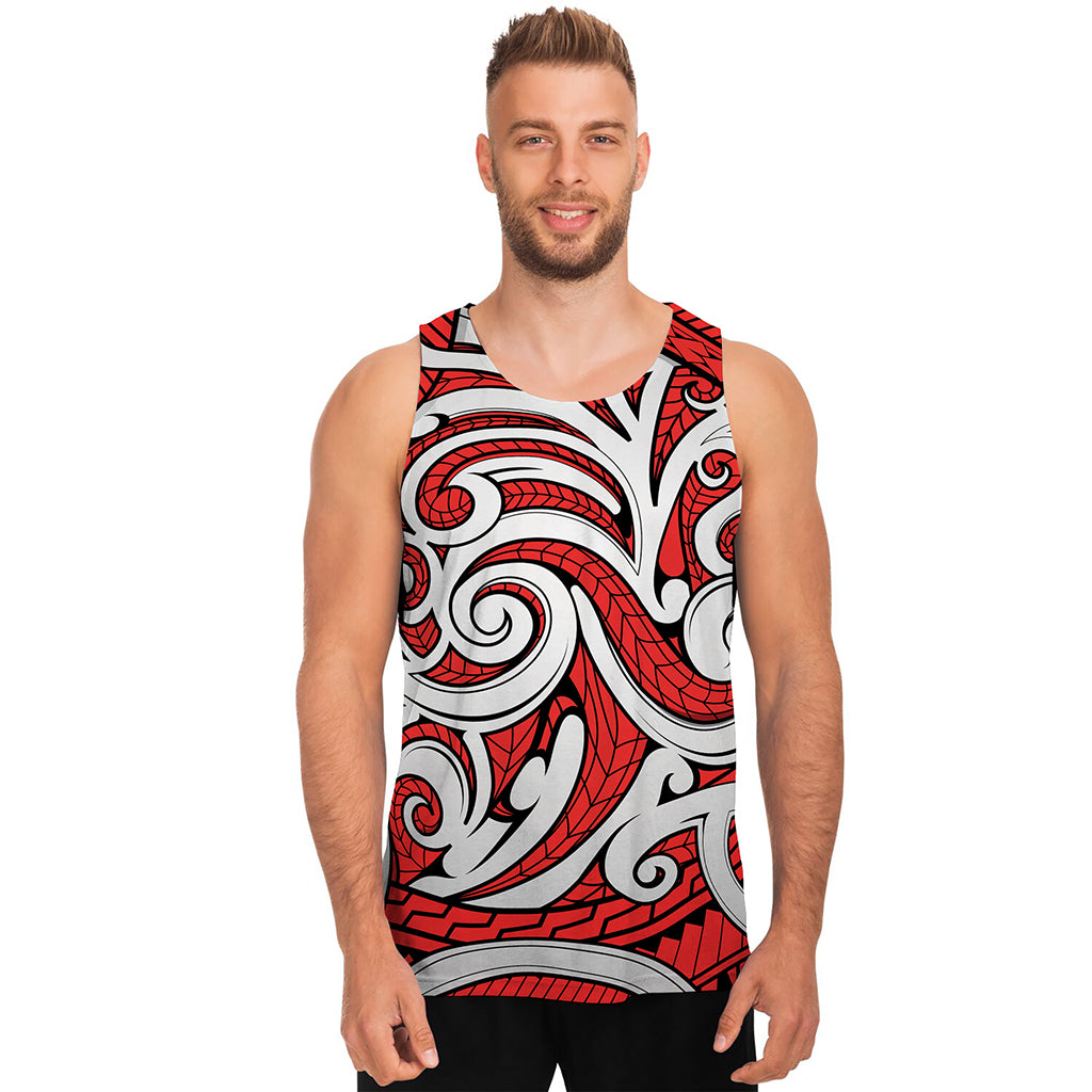 Maori Kowhaiwhai Tribal Polynesian Print Men's Tank Top