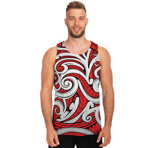 Maori Kowhaiwhai Tribal Polynesian Print Men's Tank Top