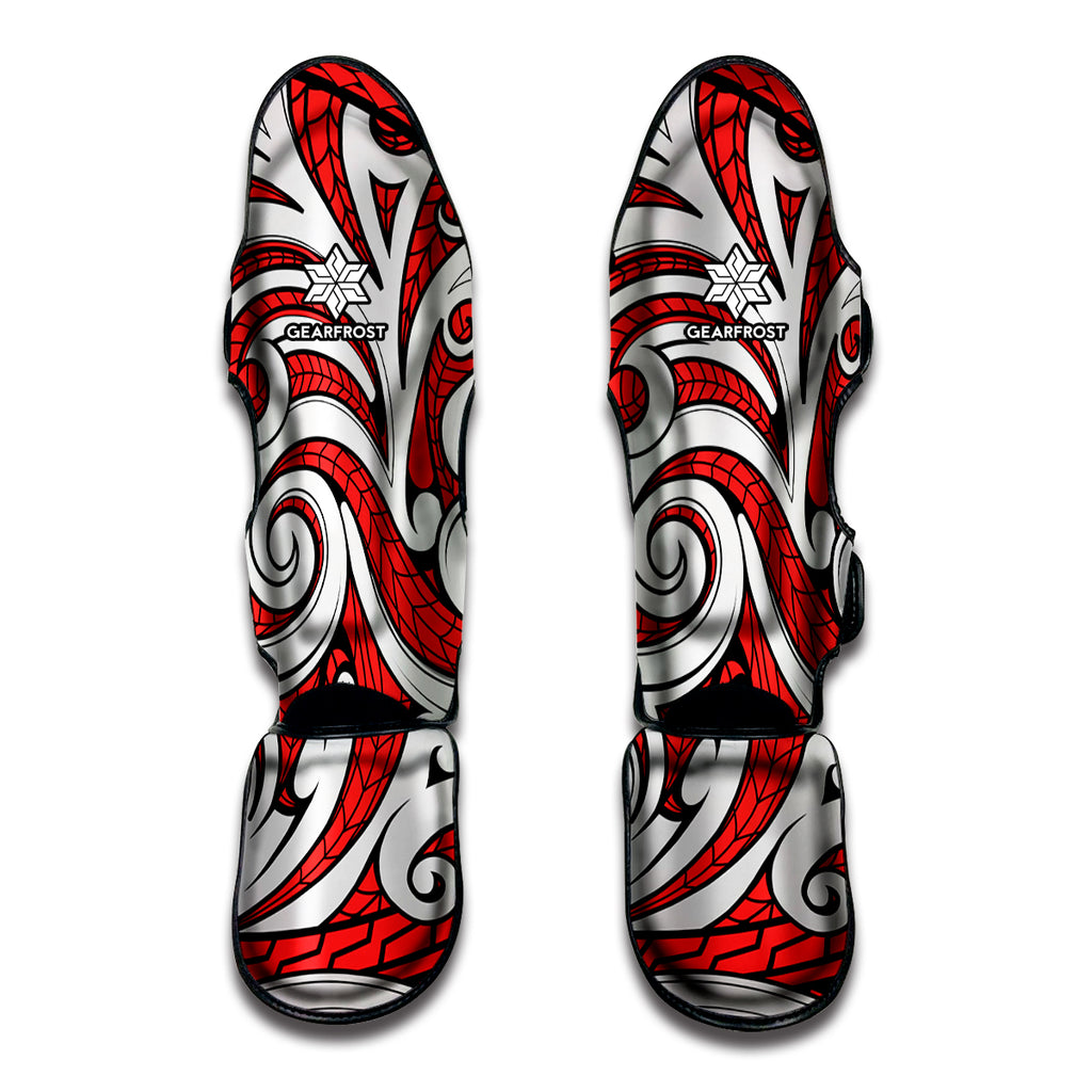 Maori Kowhaiwhai Tribal Polynesian Print Muay Thai Shin Guard