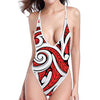 Maori Kowhaiwhai Tribal Polynesian Print One Piece High Cut Swimsuit