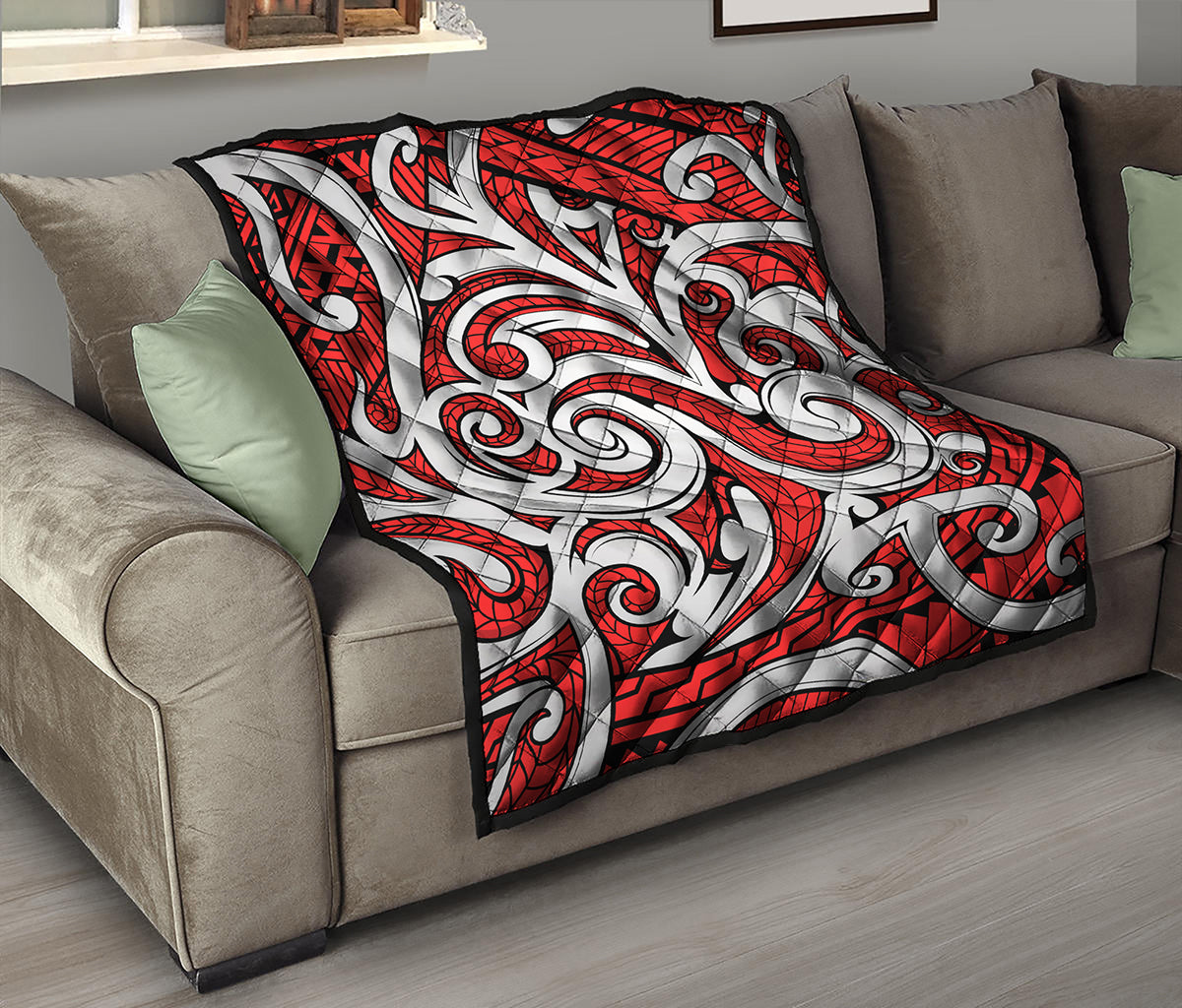 Maori Kowhaiwhai Tribal Polynesian Print Quilt